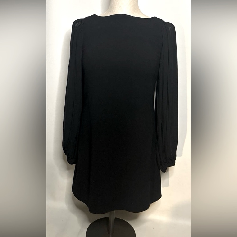 White House Black Market Sheer Pleated Sleeves party luxury Dress Size 00
